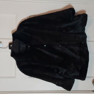 Dialogue Elegant Black Faux Fur Cropped Jacket Size Large